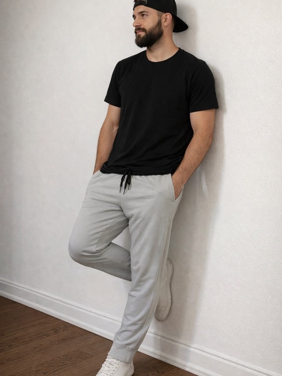 Wt02 Other - Men's Light Gray Jogger Sweatpants - Casual Pull-On Comfort